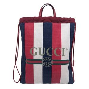 Gucci New Drawstring Logo Stripes Signature Backpack/ Tote